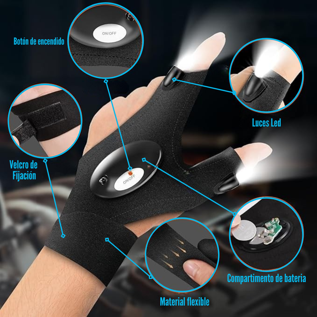 Mănuși cu Lanternă LED – Iluminare Hands-Free pentru Pescuit, Camping și Reparații | Gadget Unic pentru Bărbați